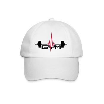 gym text logo gewicht heben puls frequenz herzschl - Baseballkappe - Weiß/Weiß - Vorne