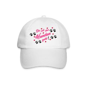 die_mit_den_hunden_geht_002 - Baseballkappe - Weiß/Weiß - Vorne
