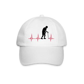 Herzschlag EKG Opa - Baseballkappe - Weiß/Weiß - Vorne