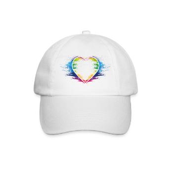Regenbogen Herz - Baseballkappe - Weiß/Weiß - Vorne