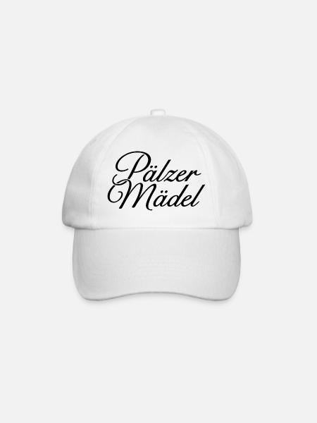 Pälzer Mädel Klassik (Schwarz) Pfalz - Baseballkappe - Weiß/Weiß