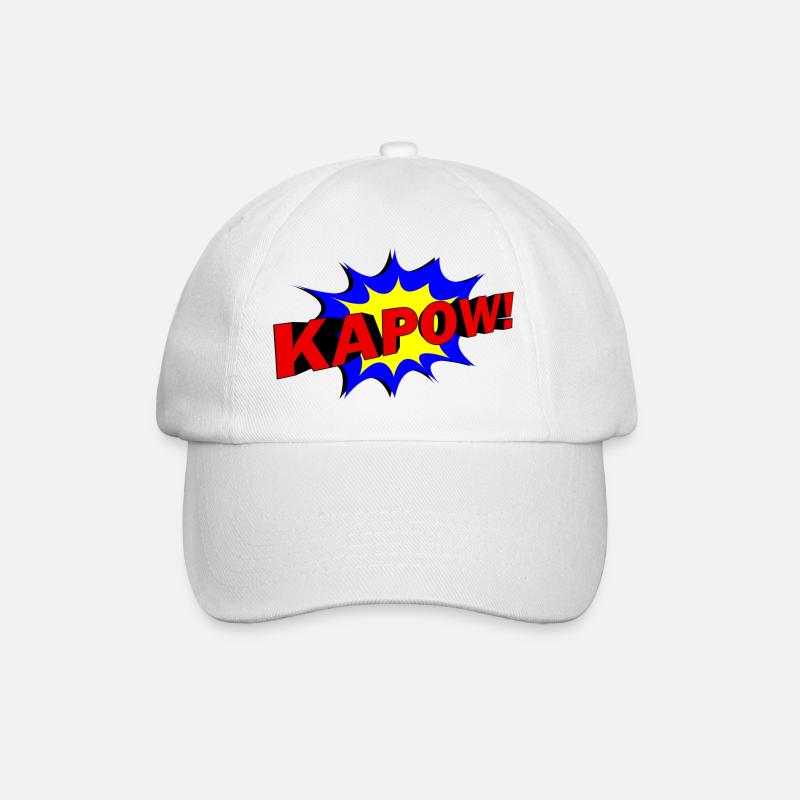 Slogan KAPOW! - Baseballkappe - Weiß/Weiß