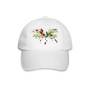 wintry branches of rose hip, fir and mistletoe - Baseball Cap - white/white - Front