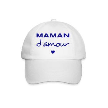 Maman d'Amour - Cœur Bleu - Casquette classique - blanc/blanc - Devant
