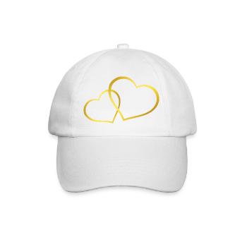 Wedding Motifs, Two Gold Hearts, Wedding - Baseball Cap - white/white - Front