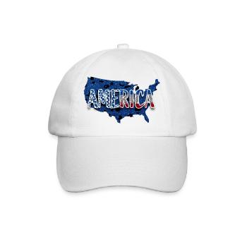 USA Karte Glitter - Baseballkappe - Weiß/Weiß - Vorne