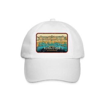 Badge retro, Toulouse France est ma ville natale - Casquette classique - blanc/blanc - Devant