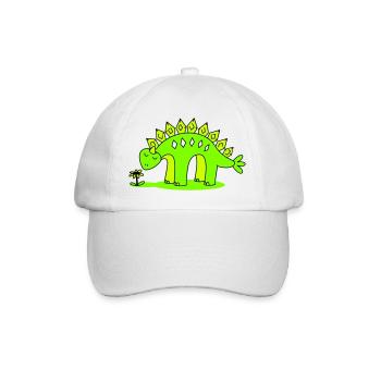 Kleiner Dino riecht eine Blume - Baseballkappe - Weiß/Weiß - Vorne
