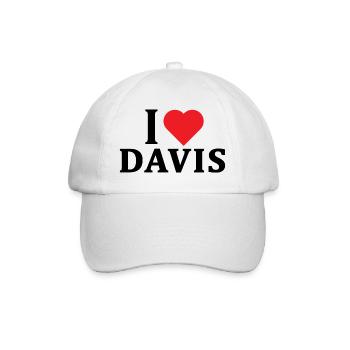 T-Shirt Ich liebe Davis T-Shirt Geschenkidee - Baseballkappe - Weiß/Weiß - Vorne