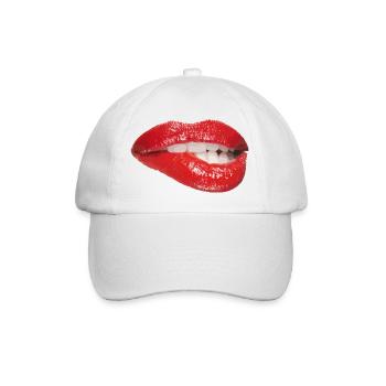 Crimson Lip Bite Pop Art - Baseball Cap - white/white - Front