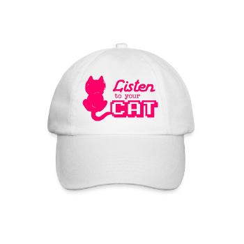 "Listen to your Cat" cool saying with cat - Baseball Cap - white/white - Front