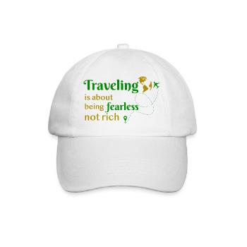 Reisen travel mutig reich geld Reiselust Urlaub - Baseballkappe - Weiß/Weiß - Vorne