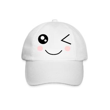 Visage Kawaii Drôle - Casquette classique - blanc/blanc - Devant