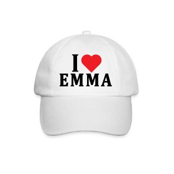t-shirt I love Emma t-shirt gift idea - Baseball Cap - white/white - Front