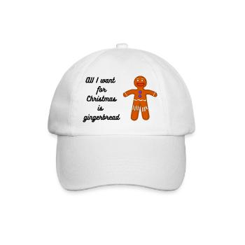 Lebkuchen Weihnachtsdesign, Gingerbread - Baseballkappe - Weiß/Weiß - Vorne