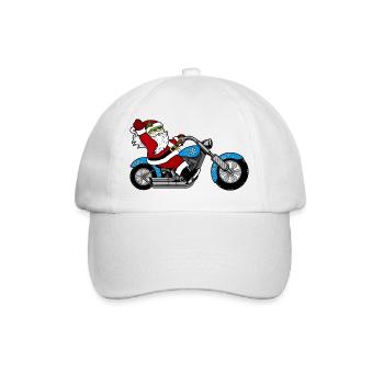 Santa Motorrad-Design mit Schnee - Baseballkappe - Weiß/Weiß - Vorne