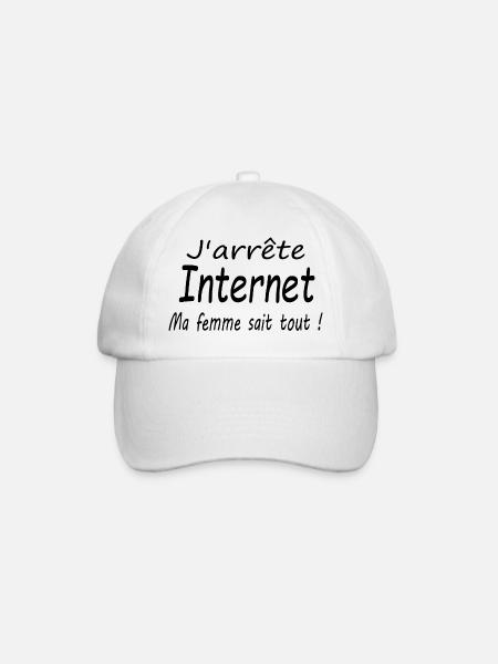 j'arrête internet ma femme sait tout - Casquette classique - blanc/blanc
