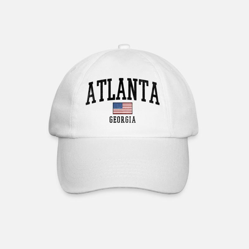 Atlanta Georgia USA Design mit Flagge - Baseballkappe - Weiß/Weiß