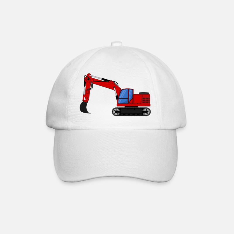 Bagger Baggerfahrzeuge rot - Baseballkappe - Weiß/Weiß