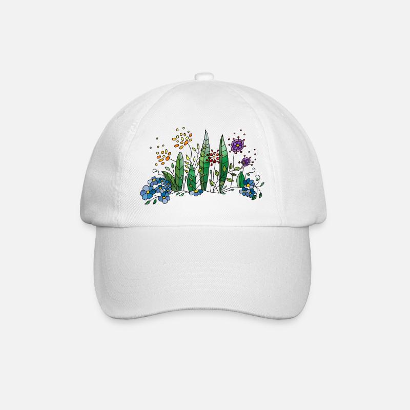 Blumen - Baseballkappe - Weiß/Weiß