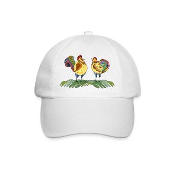 Hen and rooster - Baseball Cap - white/white - Front
