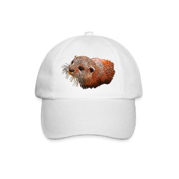 Tierliebhaber outfits, Fischotter Leinwandmuster - Baseballkappe - Weiß/Weiß - Vorne