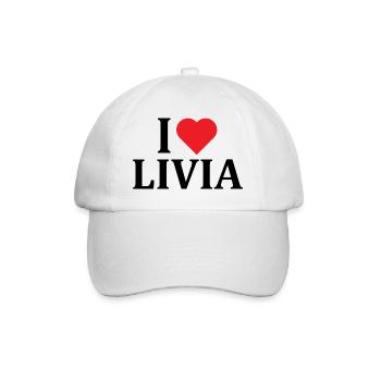 Name T-Shirt I love Livia T-Shirt Geschenkidee - Baseballkappe - Weiß/Weiß - Vorne