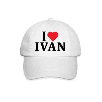 Name T-Shirt I love Ivan T-Shirt Geschenkidee - Baseballkappe - Weiß/Weiß - Vorne