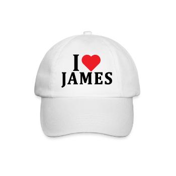 T-Shirt I love James T-Shirt Geschenkidee - Baseballkappe - Weiß/Weiß - Vorne