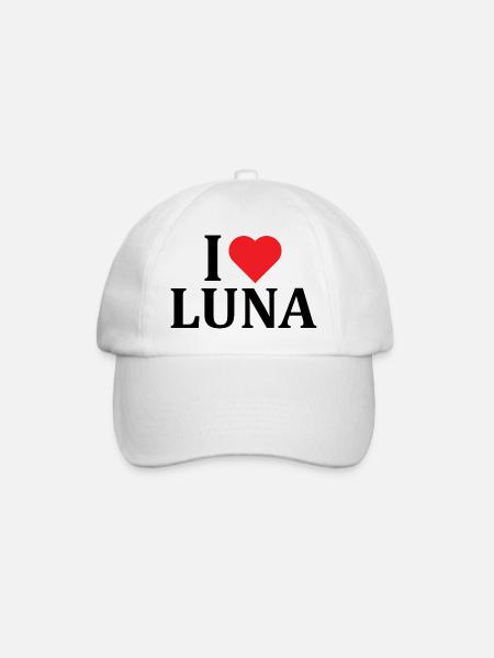 Name T-Shirt I love Moon T-Shirt Geschenkidee - Baseballkappe - Weiß/Weiß