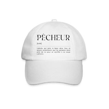 Pêcheur: Définition Humoristique - Cadeau pêcheur - Casquette classique - blanc/blanc - Devant