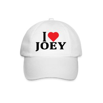 Name T-Shirt I love Joey T-Shirt Geschenkidee - Baseballkappe - Weiß/Weiß - Vorne