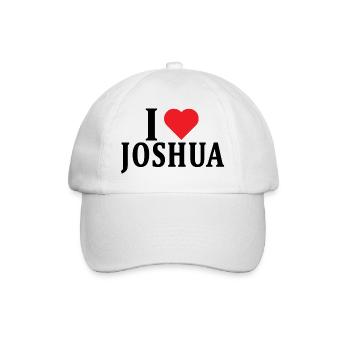T-Shirt Name I love Joshua T-Shirt Geschenkidee - Baseballkappe - Weiß/Weiß - Vorne