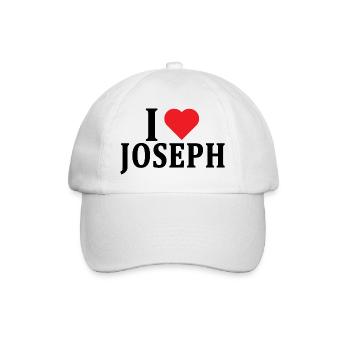 Name T-Shirt I love Joseph T-Shirt Geschenkidee - Baseballkappe - Weiß/Weiß - Vorne