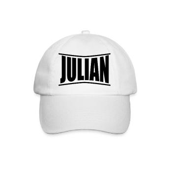 T-Shirt Name Julian T-Shirt Geschenkidee - Baseballkappe - Weiß/Weiß - Vorne