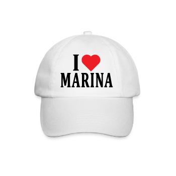 name t-shirt I love Marina t-shirt gift idea - Baseball Cap - white/white - Front