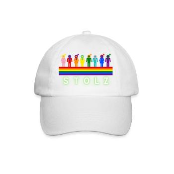 Stolz – Pride Regenbogen LGBTQ Design - Baseballkappe - Weiß/Weiß - Vorne