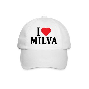 T-Shirt Name I love Milva T-Shirt Geschenkidee - Baseballkappe - Weiß/Weiß - Vorne