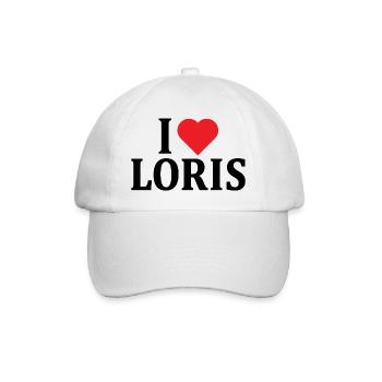 T-Shirt Name I love Loris T-Shirt Geschenkidee - Baseballkappe - Weiß/Weiß - Vorne