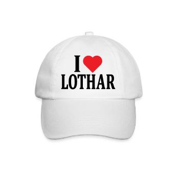 T-Shirt Name I love Lothar T-Shirt Geschenkidee - Baseballkappe - Weiß/Weiß - Vorne