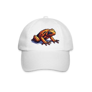 Pfeilgiftfrosch in cooler retro Pixelgrafik - Baseballkappe - Weiß/Weiß - Vorne