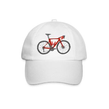 red roadbike in pen and watercolor drawing - Baseball Cap - white/white - Front