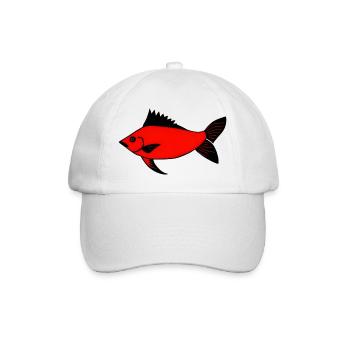 Expressionistischer Roter Trommler Fisch (Redfish) - Baseballkappe - Weiß/Weiß - Vorne