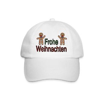Frohe Weihnachten Lebkuchen Schneegestöber - Baseballkappe - Weiß/Weiß - Vorne