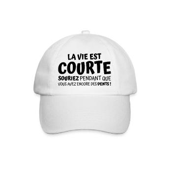 La vie est courte / citations drôles - Casquette classique - blanc/blanc - Devant