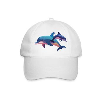 Zwei Delfine, ein Herz (Dreamy Animals) - Baseballkappe - Weiß/Weiß - Vorne