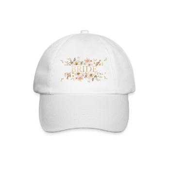 Team Bride! Floral boho beige, customizable - Baseball Cap - white/white - Front