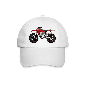 Red Motocross Motorcycle - Baseball Cap - white/white - Front