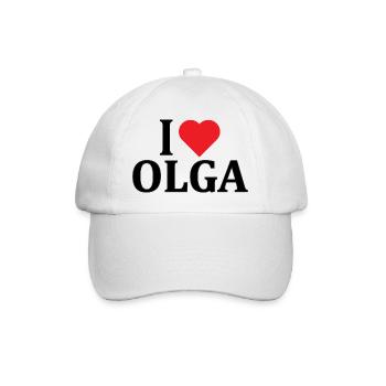 T-Shirt Ich liebe Olga T-Shirt Geschenkidee - Baseballkappe - Weiß/Weiß - Vorne