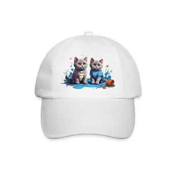 Cat Lovers in Blue Puddle - Baseball Cap - white/white - Front